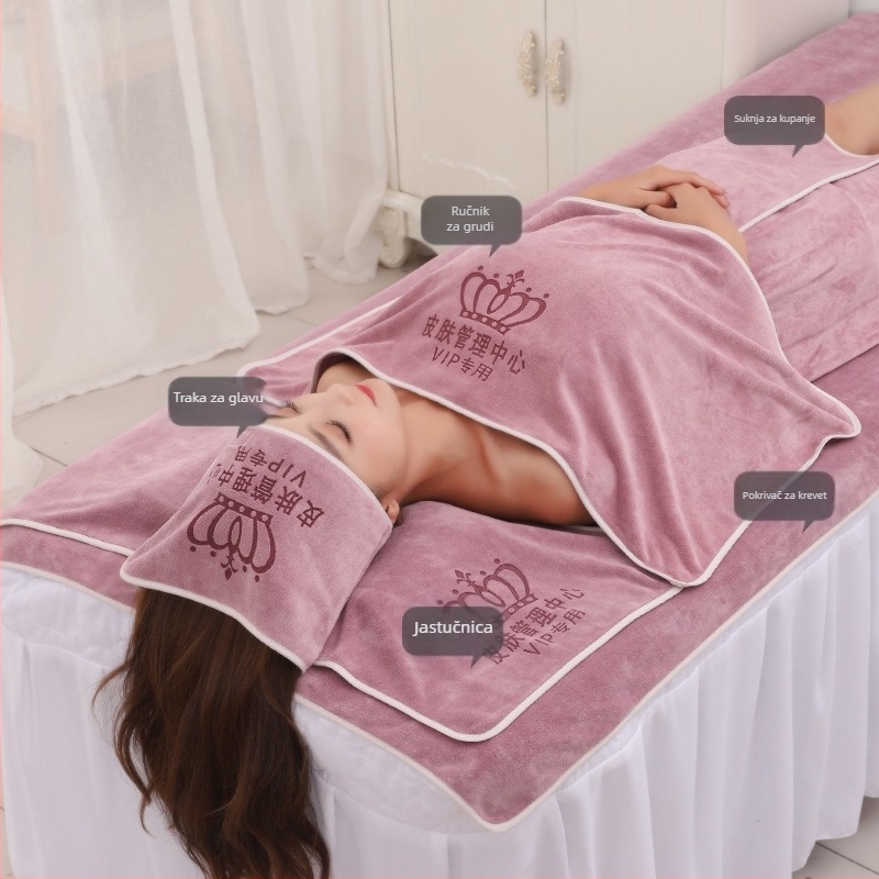 Manzilan Set ručnika za kozmetički salon: mikrovlaknasti ručnici za lice i tijelo, pokrivalo za glavu za njegu kože, upijajući brzo sušeći ručnici, posteljina, set ručnika za ljepotu, bez vlakana