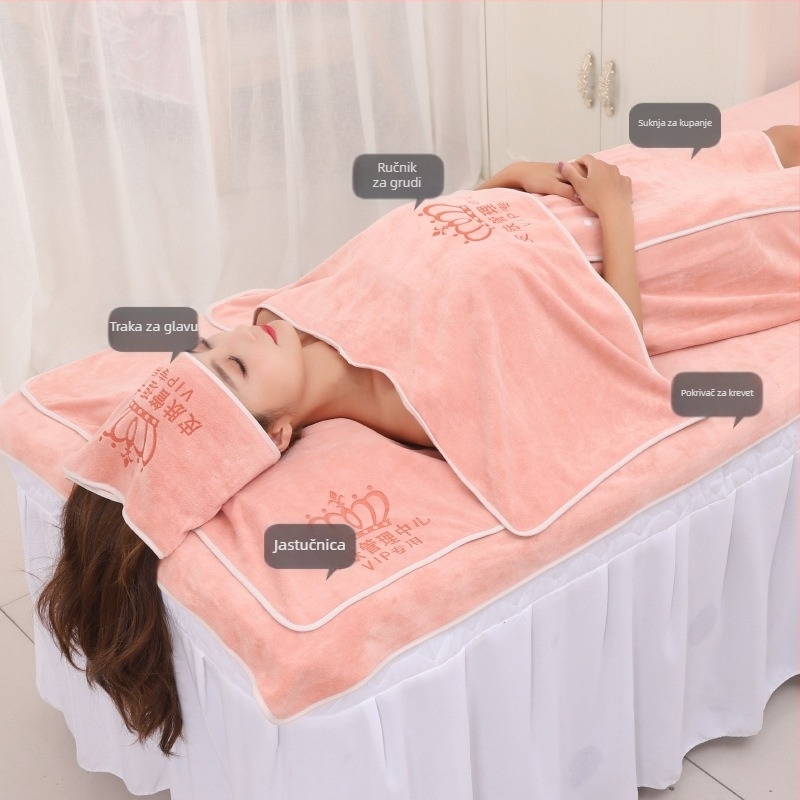 Manzilan Set ručnika za kozmetički salon: mikrovlaknasti ručnici za lice i tijelo, pokrivalo za glavu za njegu kože, upijajući brzo sušeći ručnici, posteljina, set ručnika za ljepotu, bez vlakana