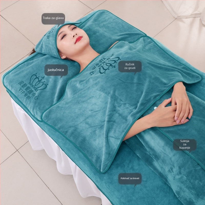 Manzilan Set ručnika za kozmetički salon: mikrovlaknasti ručnici za lice i tijelo, pokrivalo za glavu za njegu kože, upijajući brzo sušeći ručnici, posteljina, set ručnika za ljepotu, bez vlakana