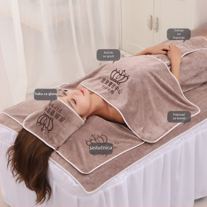 Manzilan Set ručnika za kozmetički salon: mikrovlaknasti ručnici za lice i tijelo, pokrivalo za glavu za njegu kože, upijajući brzo sušeći ručnici, posteljina, set ručnika za ljepotu, bez vlakana
