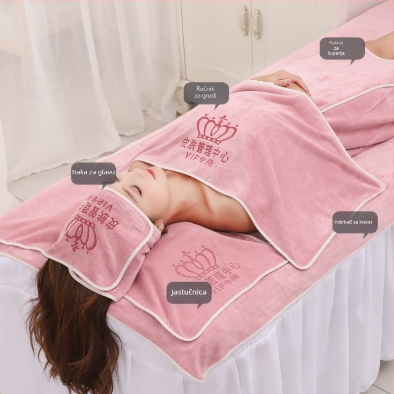 Manzilan Set ručnika za kozmetički salon: mikrovlaknasti ručnici za lice i tijelo, pokrivalo za glavu za njegu kože, upijajući brzo sušeći ručnici, posteljina, set ručnika za ljepotu, bez vlakana