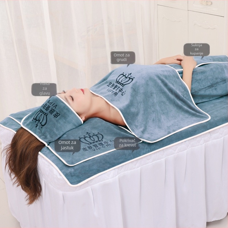Manzilan Set ručnika za kozmetički salon: mikrovlaknasti ručnici za lice i tijelo, pokrivalo za glavu za njegu kože, upijajući brzo sušeći ručnici, posteljina, set ručnika za ljepotu, bez vlakana