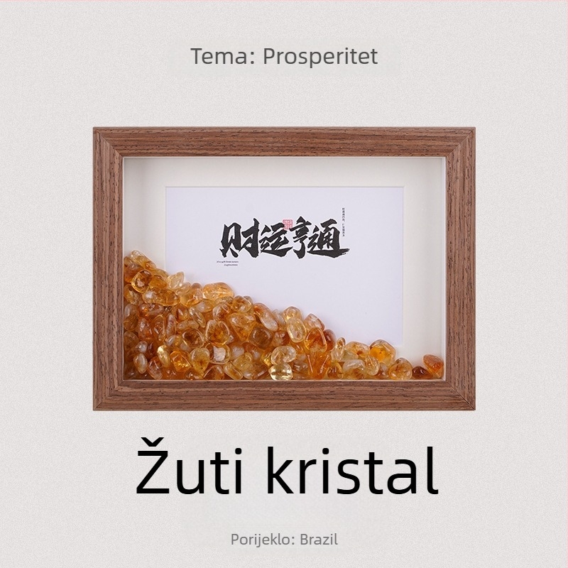 Prirodni ametistni kristal – surovi kamen s okvirom za fotografiju i demagnetiziranim kamenom, kreativni ukras blagoslova za useljenje i stolnu dekoraciju