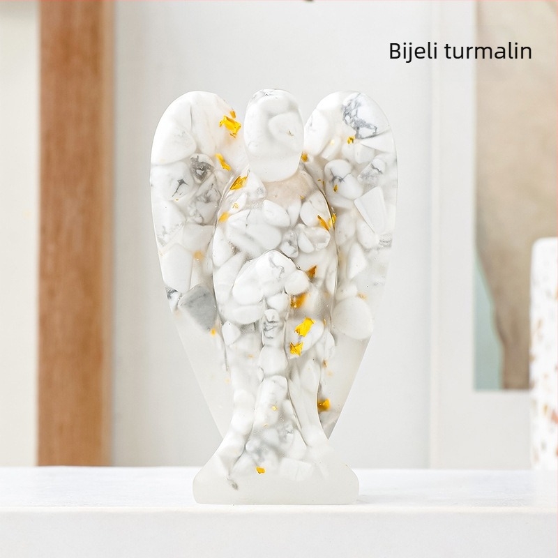 Kristalna anđeoska figurica, smolna izrada, moderni minimalistički dekor – Runyangshi