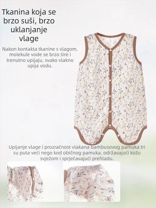Candy Teddy Ljetna spavaća vreća bez rukava za bebe i djecu (0–6 godina), vlakna bambusa