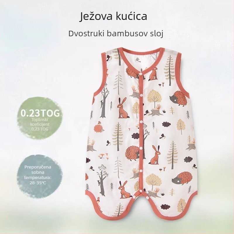 Candy Teddy Ljetna spavaća vreća bez rukava za bebe i djecu (0–6 godina), vlakna bambusa