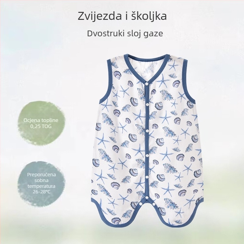 Candy Teddy Ljetna spavaća vreća bez rukava za bebe i djecu (0–6 godina), vlakna bambusa