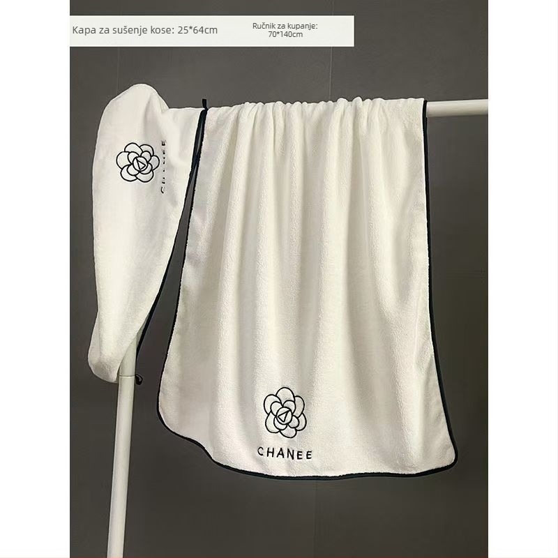 Camellia set ručnika za kupanje za žene – trodjelni set: nosivi prekrivac/kupaonski ručnik, veliki ručnik i kapa za sušenje kose, mikrovlakno 500 g+.