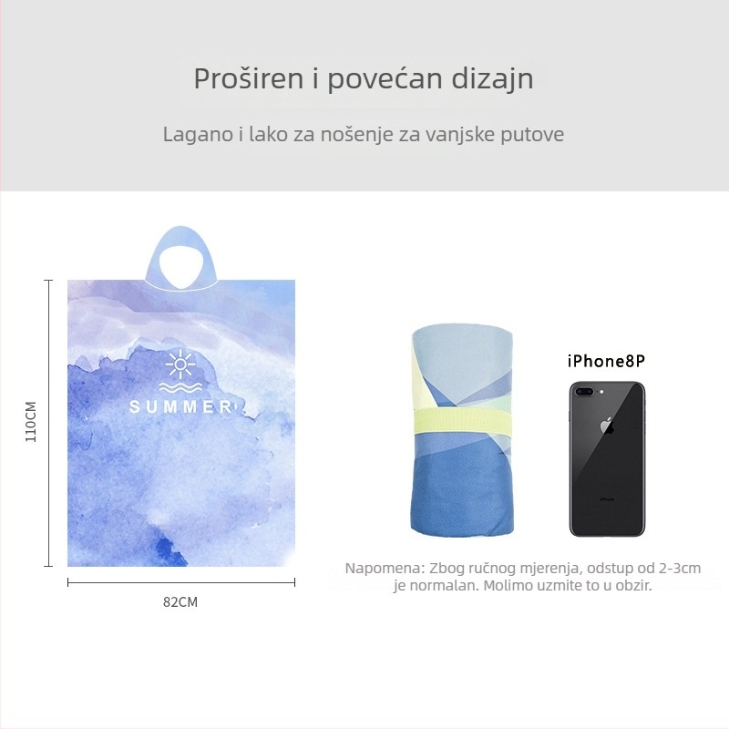 Kapulja mikrofiber kupaći ručnik za nošenje, brzo se suši, 200–300 g/m², 120D, otisak na obje strane