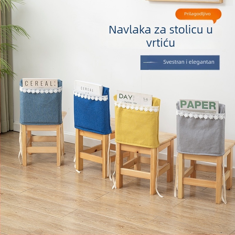 Pokrov za dječji stol i stolicu s izvezenim imenom, slatko pokrivalo za vrtić s pretincom za odlaganje