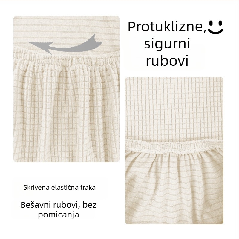 Elastične potpuno prekrivke od kvadratnog džakardnog baršuna za kauč i stolice