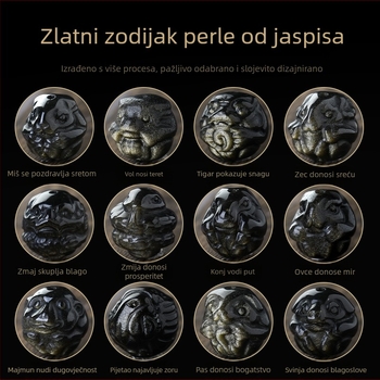 Zodijački obsidijan narukvica s perlama za DIY – labave perle, ručna izrada, luksuzni stil starog tipa