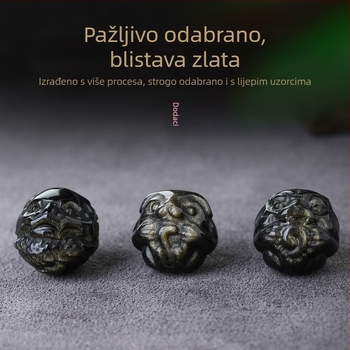 Zodijački obsidijan narukvica s perlama za DIY – labave perle, ručna izrada, luksuzni stil starog tipa