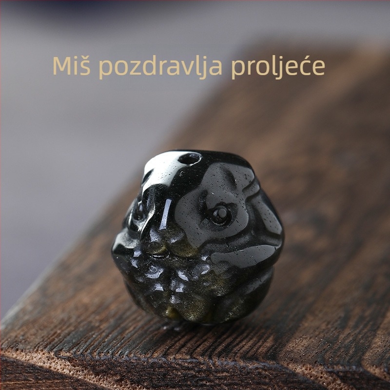 Zodijački obsidijan narukvica s perlama za DIY – labave perle, ručna izrada, luksuzni stil starog tipa