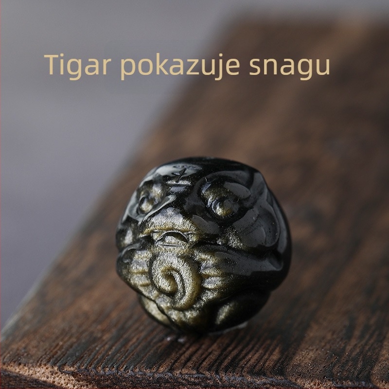 Zodijački obsidijan narukvica s perlama za DIY – labave perle, ručna izrada, luksuzni stil starog tipa