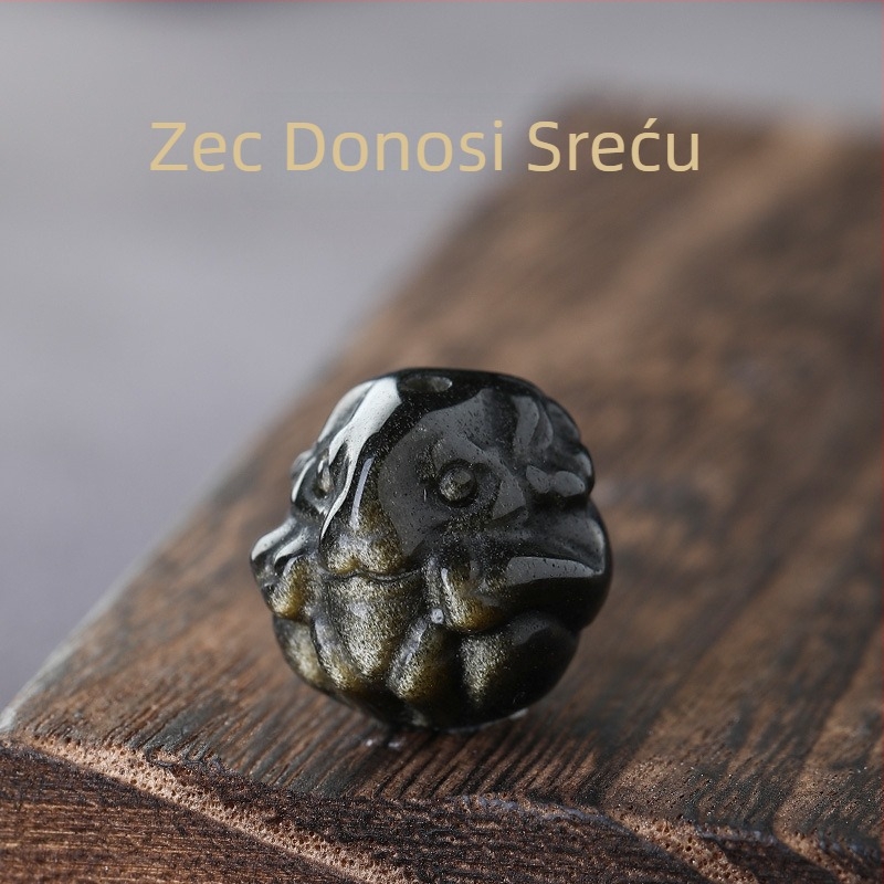 Zodijački obsidijan narukvica s perlama za DIY – labave perle, ručna izrada, luksuzni stil starog tipa