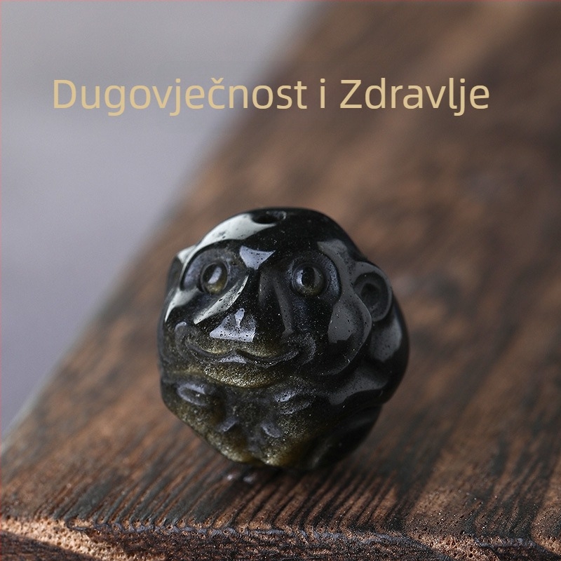 Zodijački obsidijan narukvica s perlama za DIY – labave perle, ručna izrada, luksuzni stil starog tipa