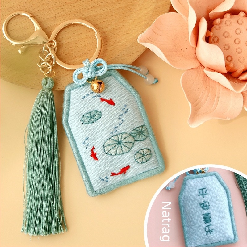 Kit za šivanje kineskog stila s talismanom zaštite i privjeskom za ključeve – komplet materijala za mirisnu vrećicu, poklon za rođendan ili diplomu