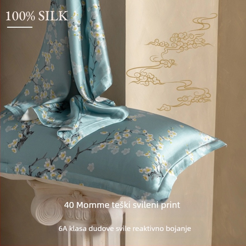 40 Momme otisknuta svilena jastučnica – 100% mulberry svila, set od dva komada