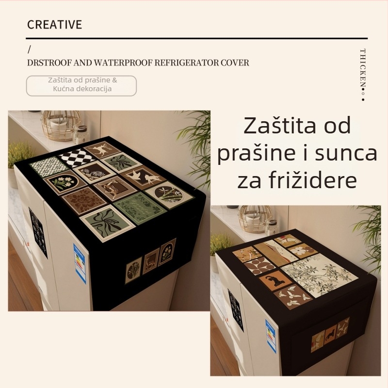 Navlaka za uređaje sa srednjovjekovnim stilom, poliester vlakno, za hladnjak i perilicu rublja, pogodna za dnevni boravak i restoran