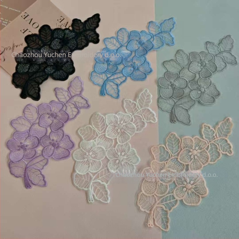 Vezeni čipkasti aplika organze za odjeću — Materijal: organza; Namjena: odjeća; Brend: Yu Cheng embroidery