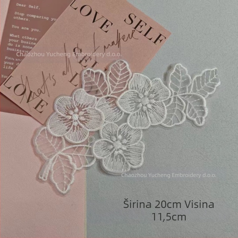 Vezeni čipkasti aplika organze za odjeću — Materijal: organza; Namjena: odjeća; Brend: Yu Cheng embroidery