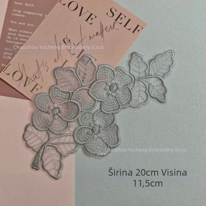 Vezeni čipkasti aplika organze za odjeću — Materijal: organza; Namjena: odjeća; Brend: Yu Cheng embroidery