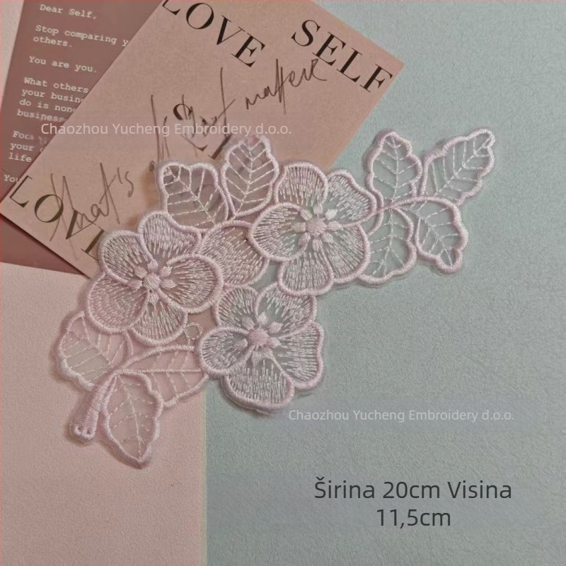 Vezeni čipkasti aplika organze za odjeću — Materijal: organza; Namjena: odjeća; Brend: Yu Cheng embroidery