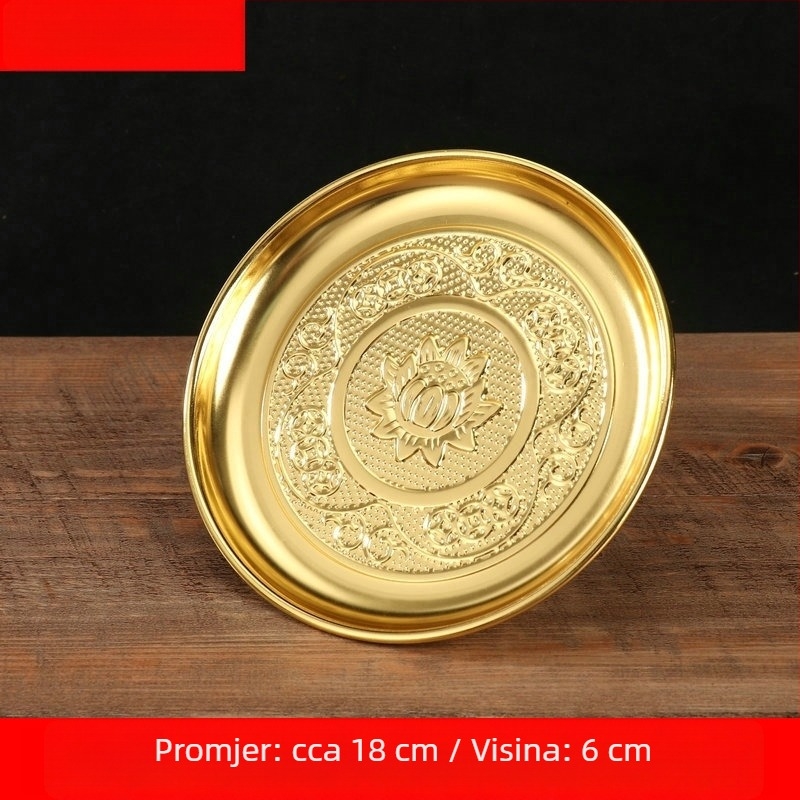 Podnos za darove od legure, debeli, za kućnu upotrebu – zlatno pozlaćeni pladanj za voće za obožavanje Buddhe, kineski stil, prilagodljiva obrada