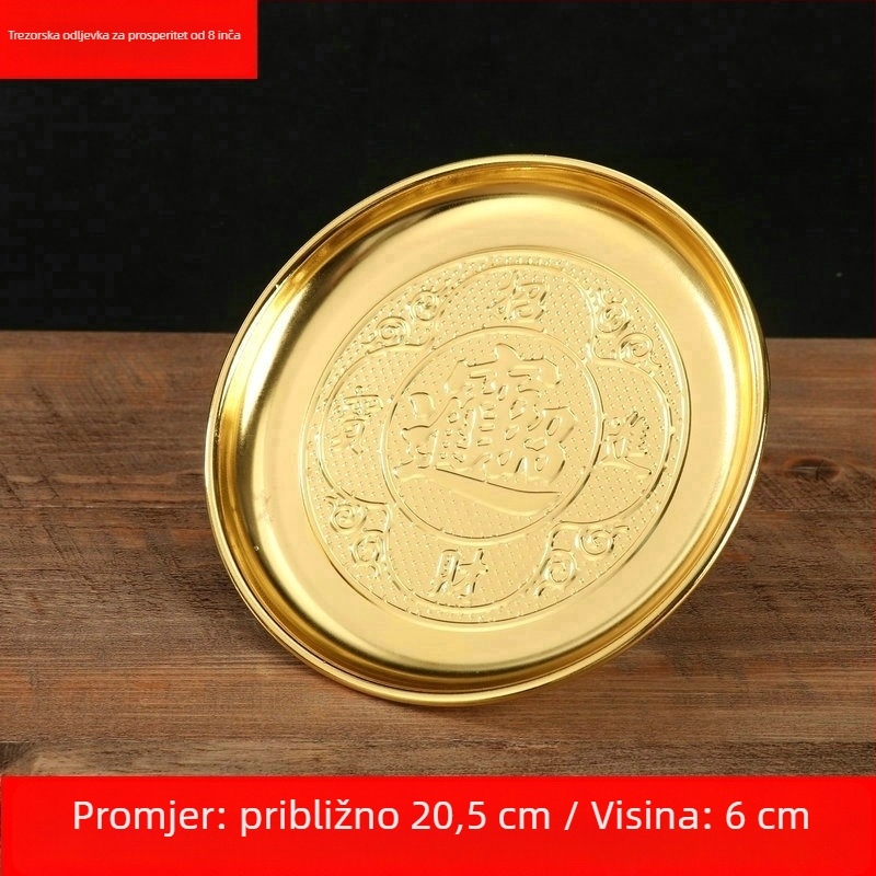 Podnos za darove od legure, debeli, za kućnu upotrebu – zlatno pozlaćeni pladanj za voće za obožavanje Buddhe, kineski stil, prilagodljiva obrada