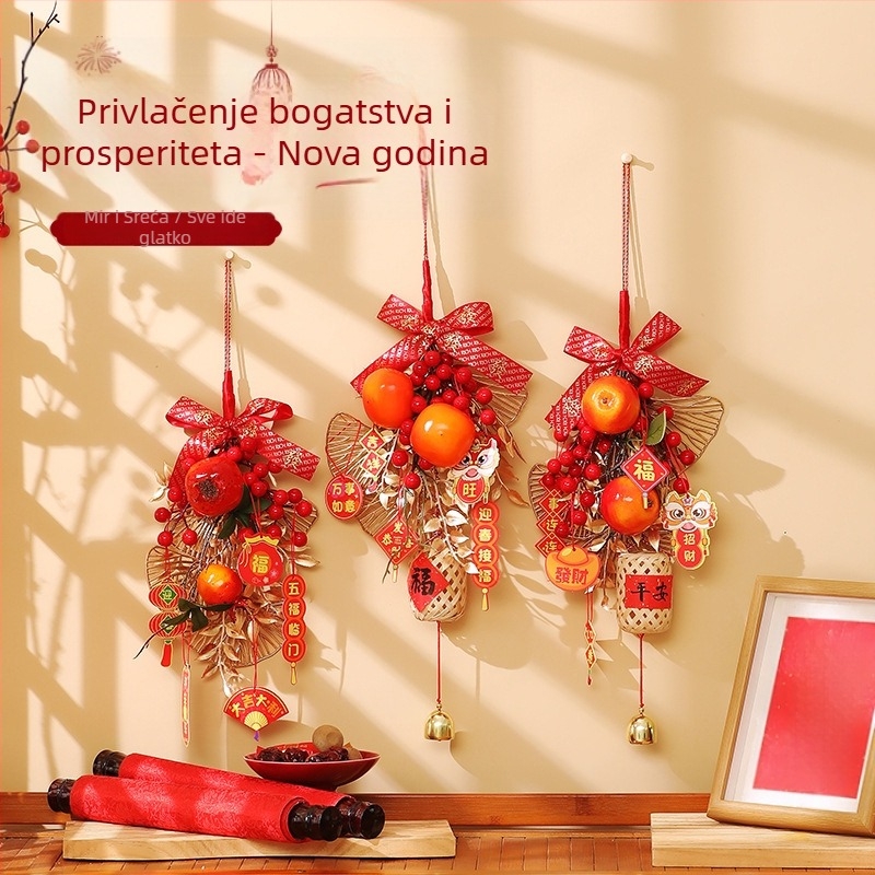 Viseća ukrasna kvaka za vrata s Fu znakom i Godinom Zmije, za Proljetni festival; pakiranje: PP vrećica; materijal: Drugo; marka: Happy xiaoer