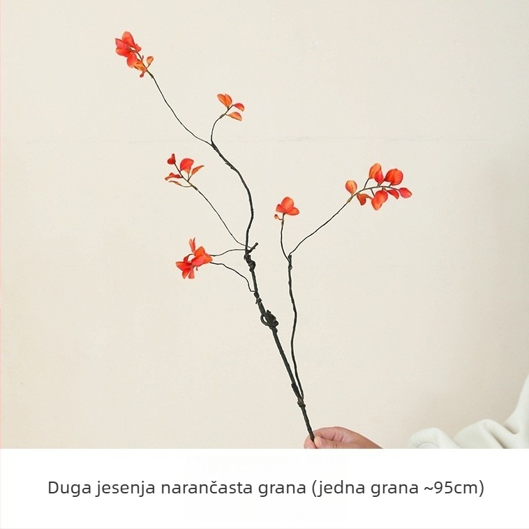 Grana svilenim cvjetovima, vintage wabi-sabi stil s izgledom jesenskih plodova, jedna grančica, sorta 19037921829, za kućnu dekoraciju i foto rekvizite
