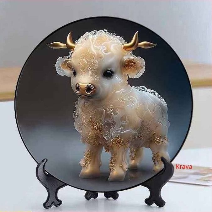 Zodijak ukras sa postoljem, drveni, ručna izrada, novi kineski stil, prilagodljiva obrada
