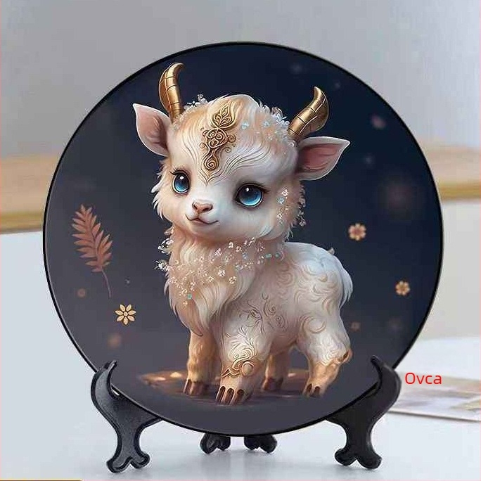 Zodijak ukras sa postoljem, drveni, ručna izrada, novi kineski stil, prilagodljiva obrada