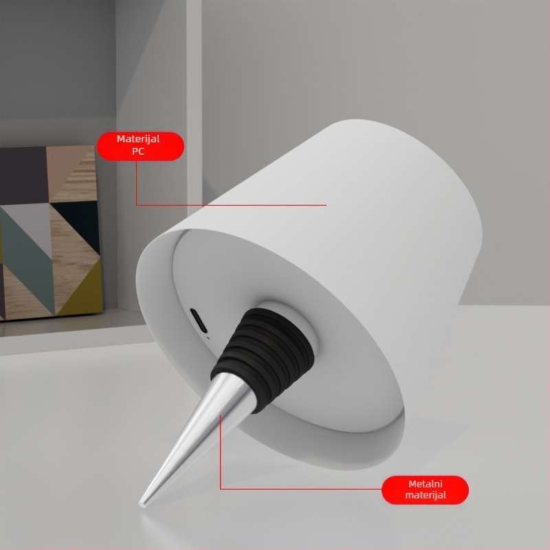 Lampa od boce vina s bar atmosferom (punjiva baterija, LED, dodirni prekidač, PVC sjenilo)