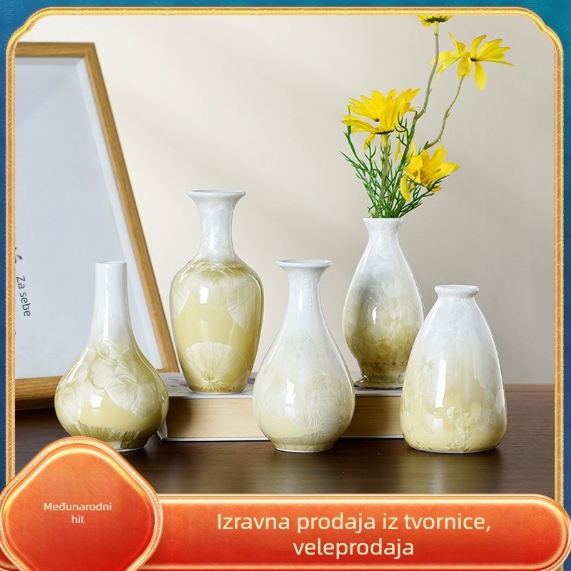 Glazirana keramička vaza – moderni minimalistički stil, pogodna za dnevni boravak i hidroponske aranžmane.