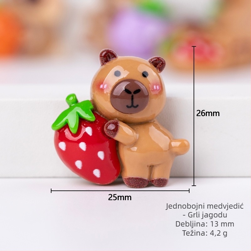 Smolni dodaci s crtić dizajnom, figura koja drži voće, patch za kućište telefona, dječji dodaci za kosu i magnetske pločice za hladnjak