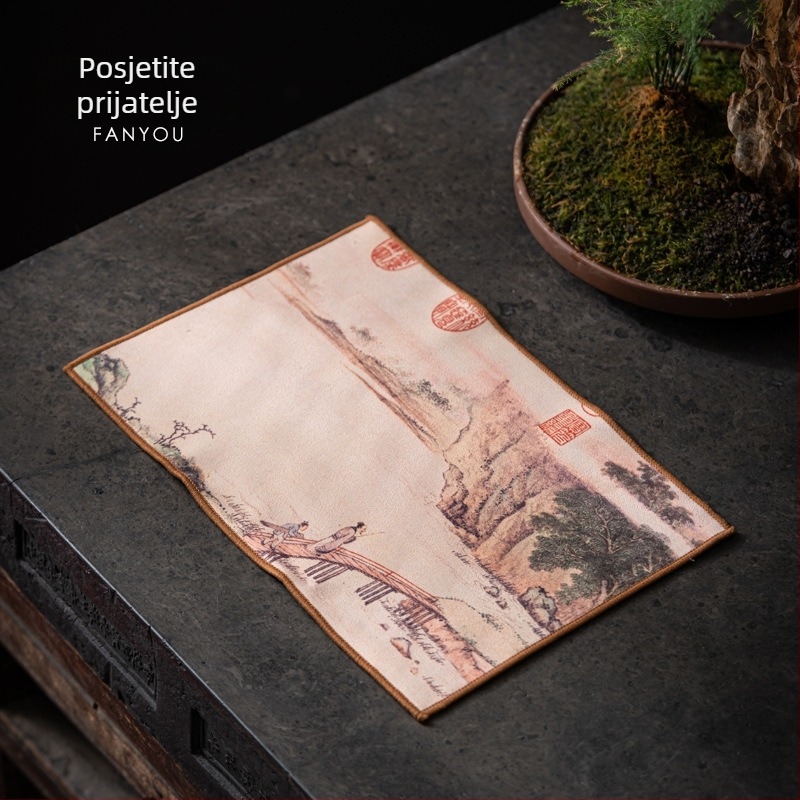 Čajna krpa marke Yuzheng Ceramics, 80% poliester + 20% poliamid, s tiskanim logotipom, Novi kineski stil