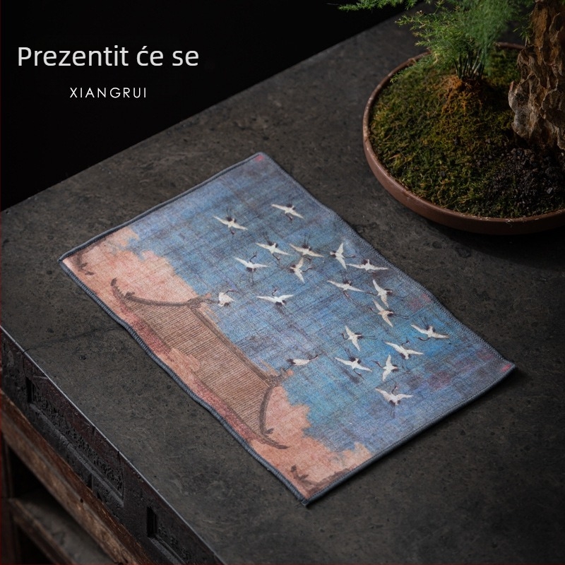 Čajna krpa marke Yuzheng Ceramics, 80% poliester + 20% poliamid, s tiskanim logotipom, Novi kineski stil