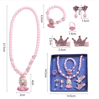 Dječja ogrlica sa srcolnim privjeskom, lanac od perlica, plastika/smola, duljina 21–50 cm, ručna izrada