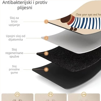 Ovalna kupaonska prostirka od diatomske gline, apsorpcijska, protuklizna, s otiskom slatkih životinja