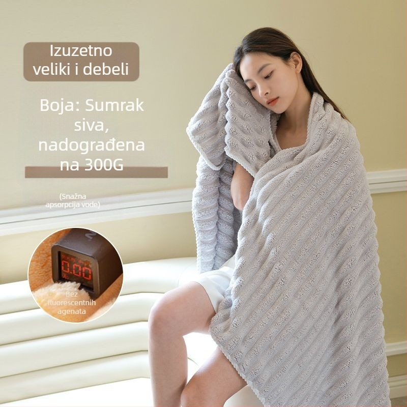 Ženski ručnik za kupanje, ultra mekan Coral fleece, ručnik za kosu/lice, težina 80–100 g