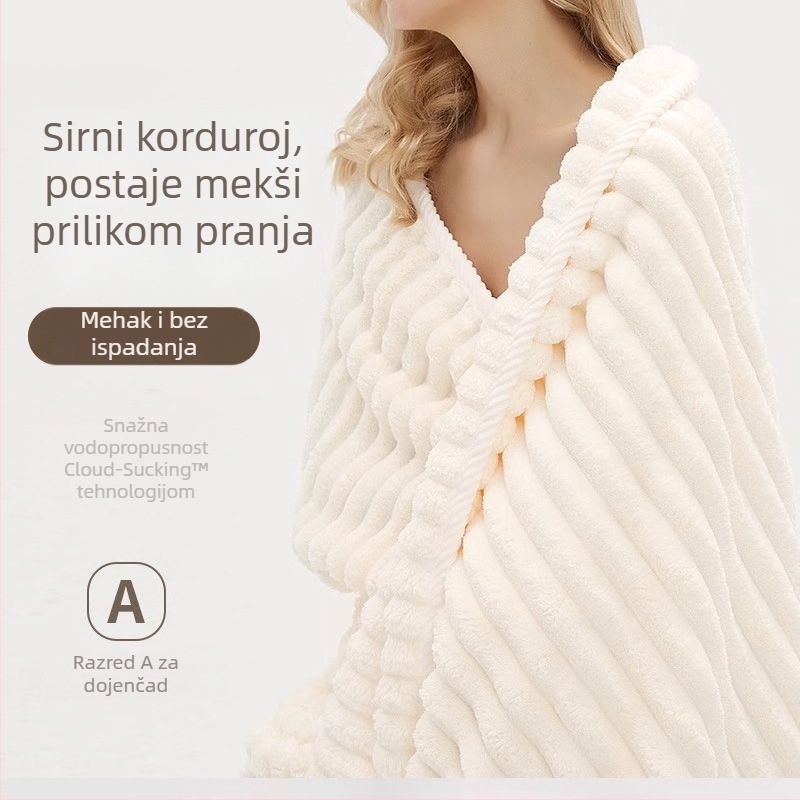 Ženski ručnik za kupanje, ultra mekan Coral fleece, ručnik za kosu/lice, težina 80–100 g