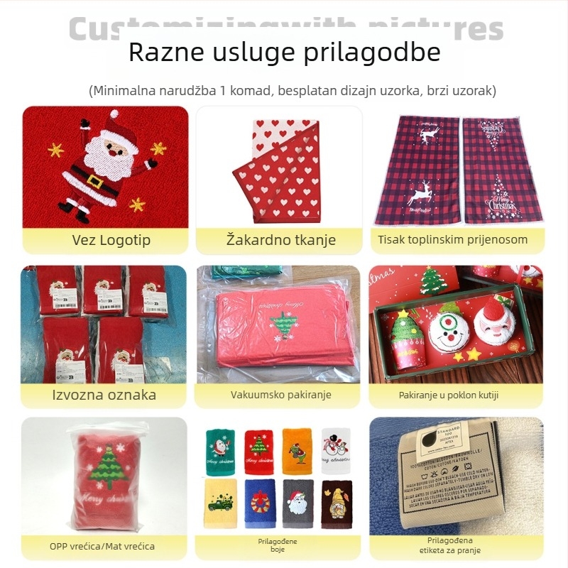 Božićni ručnici od 100% pamuka s vezom, 40×65 cm, 3-djelni set kuhinjskih ručnika i ručnika za ruke