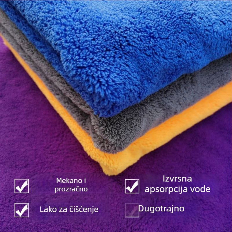 Krpa za pranje automobila – Coral Velvet bez rubova, debela, visoko upijajuća, brzo se suši; mješano vlakno, ravno platno, 80 g/m²