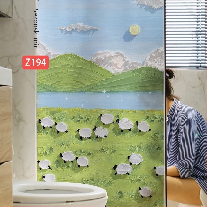 Samoljepljivi PVC film za privatnost na staklenim prozorima s motivom biljaka – spavaća soba
