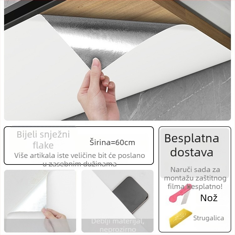 Zaštitni film za dno kuhinjskog ormarića od aluminijske folije – samoljepljiv, otporan na masnoće, paru i vlagu