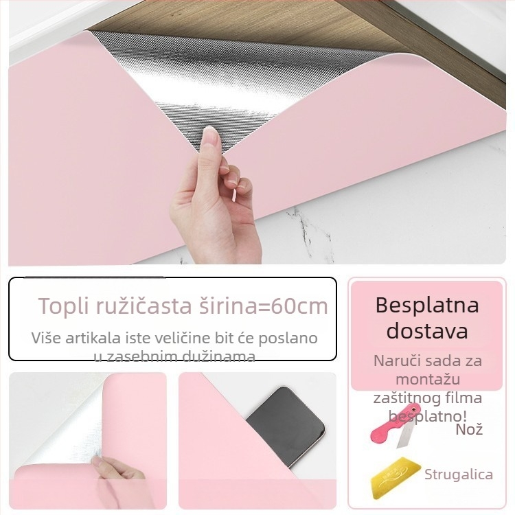 Zaštitni film za dno kuhinjskog ormarića od aluminijske folije – samoljepljiv, otporan na masnoće, paru i vlagu