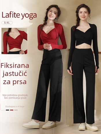 OR Ženski joga set s dugačkim rukavima i jastučićem za prsa, široke hlače, pulover stil, najlon-spandeks 80/20, kod S878+K951, Zima 2025