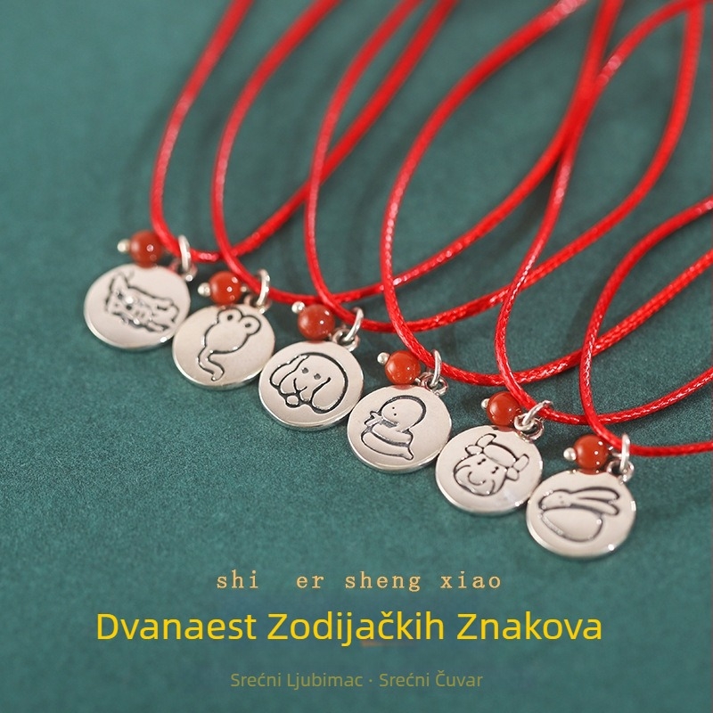 Narukvica od 925 srebra, pleteni dizajn sa zodijakalnim životinjskim motivima, unisex, retro stil književnosti i umjetnosti